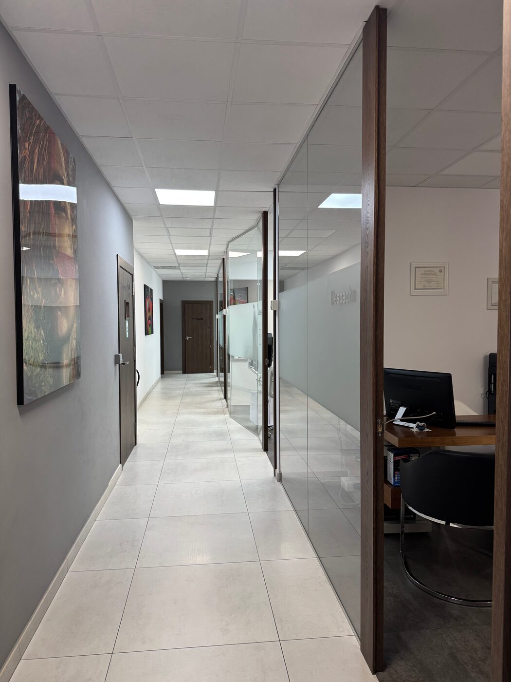 Pasillo de acceso a los gabinetes